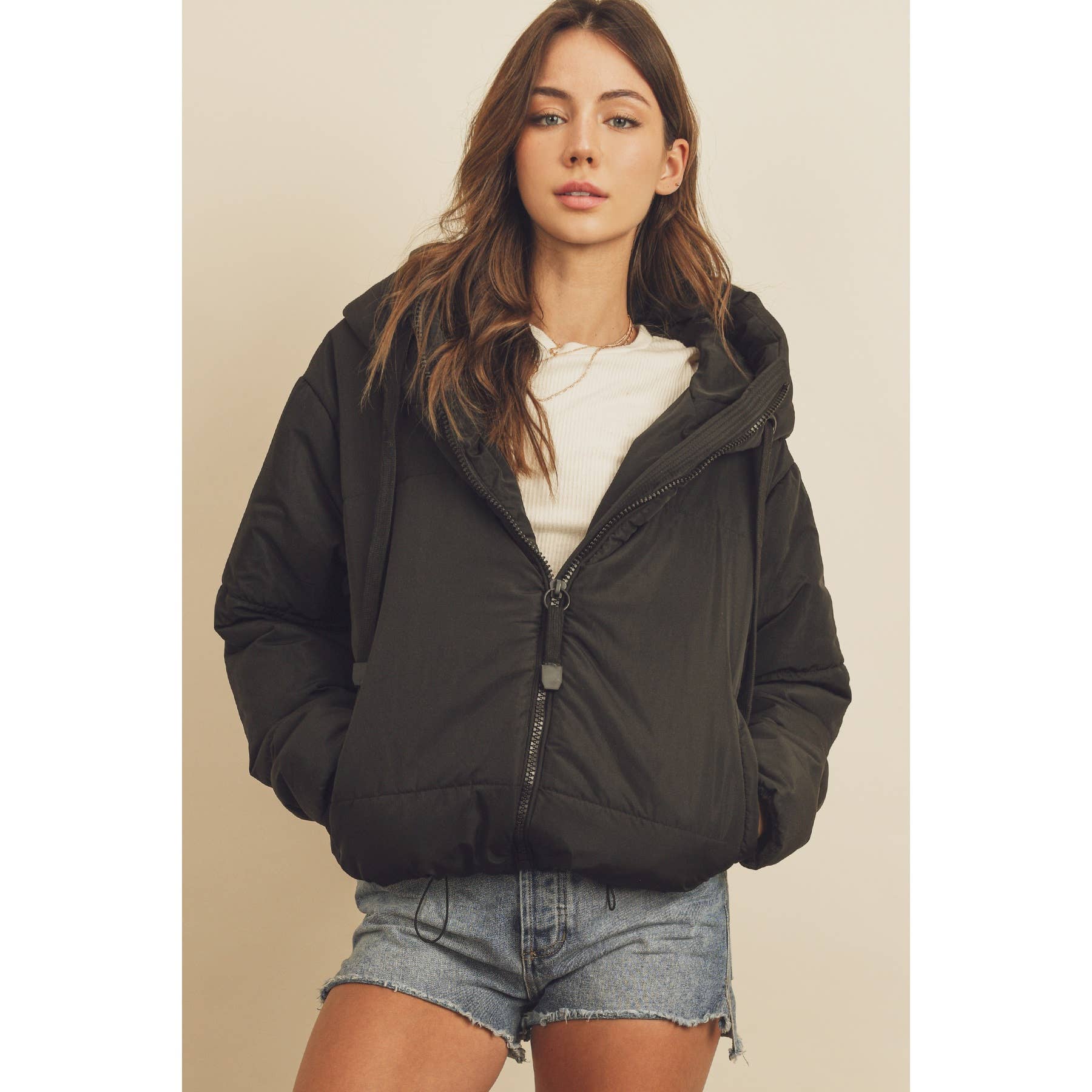 Dress Forum - Vente Doudoune – femme - Doudoune à capuche avec cordon de serrage FJ442420