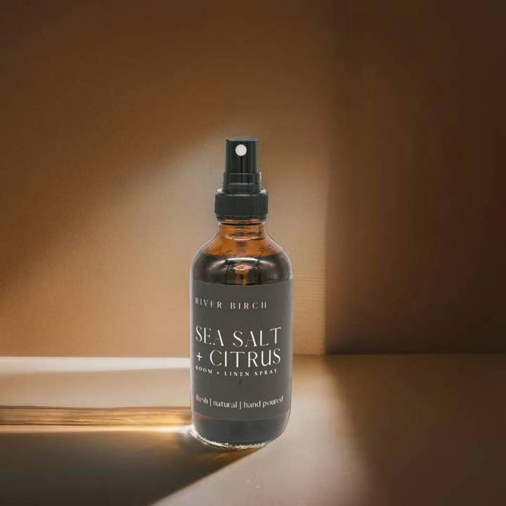 River Birch Candles - Wholesale Room & Linen Spray - Sea Salt + Citrus - 4 oz Amber Glass Room + Linen Spray1