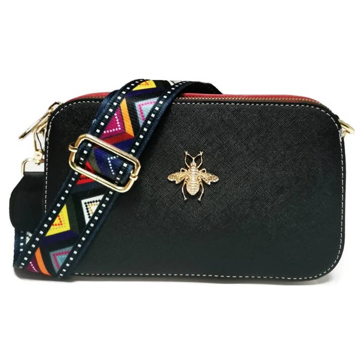 Superbia - Wholesale Crossbody bag – Women's - Double Zipper 2 Straps Multi Colour Bee Camera Bag 22092