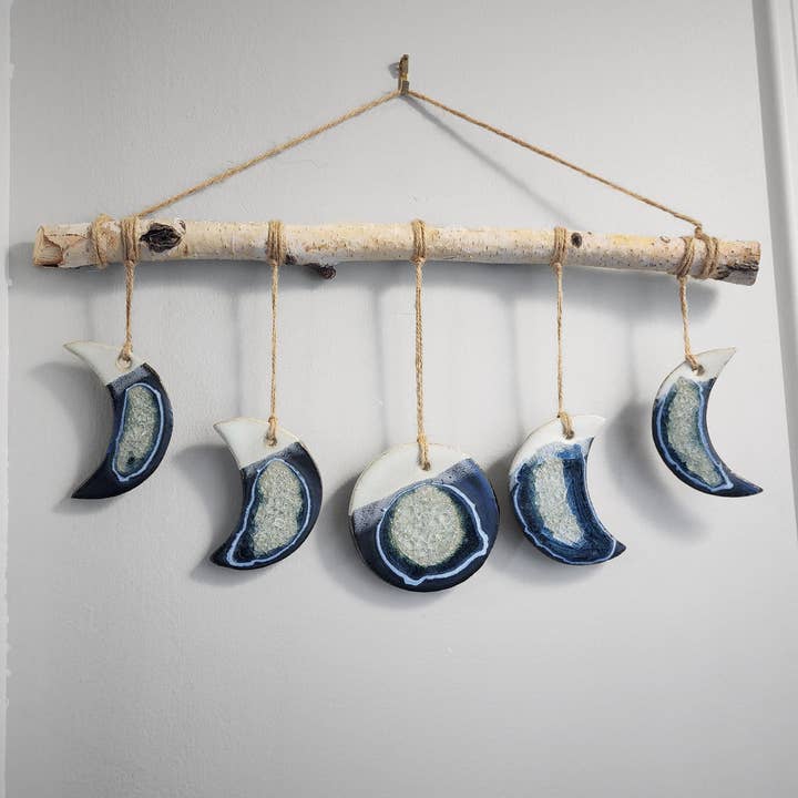 Dock 6 Pottery - Wholesale Wall Accent - Moon Phase Wall Hanging, Handmade Birch Wood Boho Decor6
