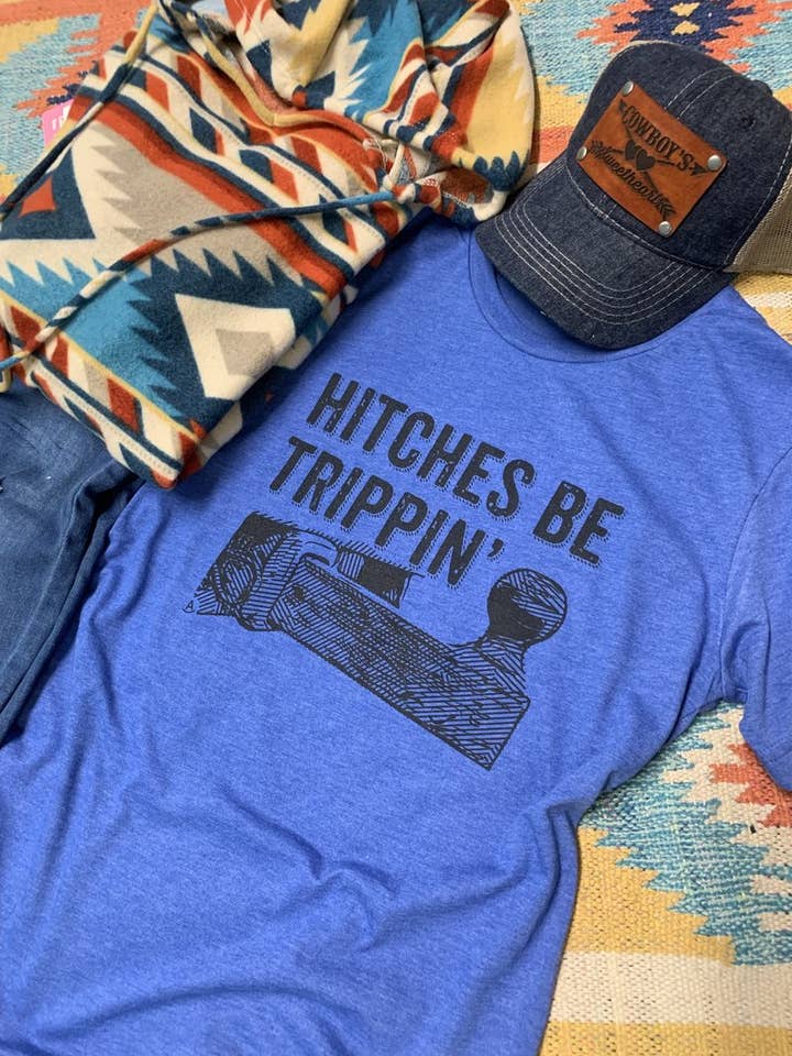 Rockin A Design - Wholesale Screen Printed T-Shirt - Unisex - Hitches Be Trippin' trailer hitch graphic tee0
