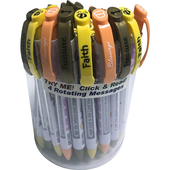 Blessings Scripture Rotating Message Ballpoint Pen Mix-36 for wholesale by Greeting Pen