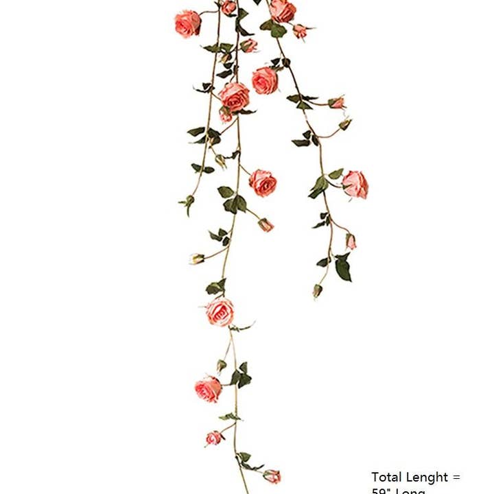 Rustic Reach - Wholesale Artificial Flowers - Artificial Rose Branch Vine in Pink 59" Long2