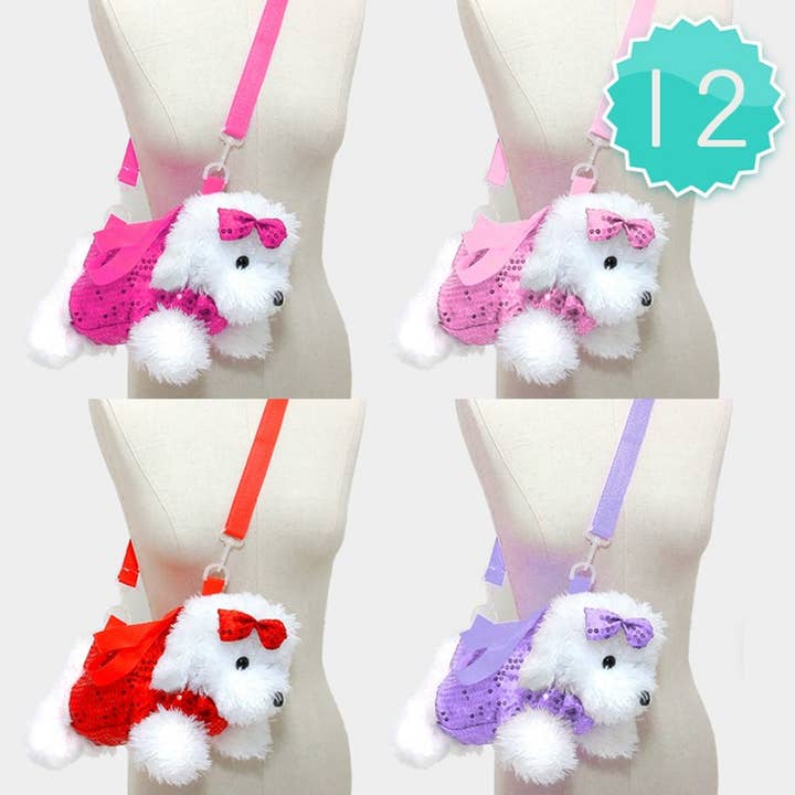 LEELO - Wholesale Crossbody Bag - Kids - Sequin Dog Doll Puppy Crossbody Bag For Kids - Assorted