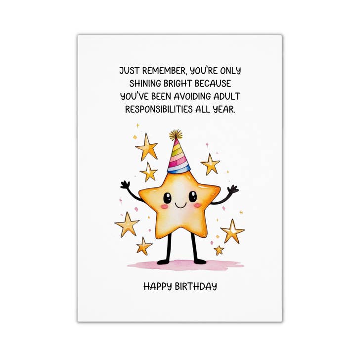 Carte d'anniversaire unique et amusante - Étoile pour la vente par Smirk & Scribble