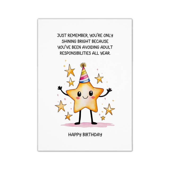Unique Funny Birthday Card - Star for wholesale by Smirk & Scribble