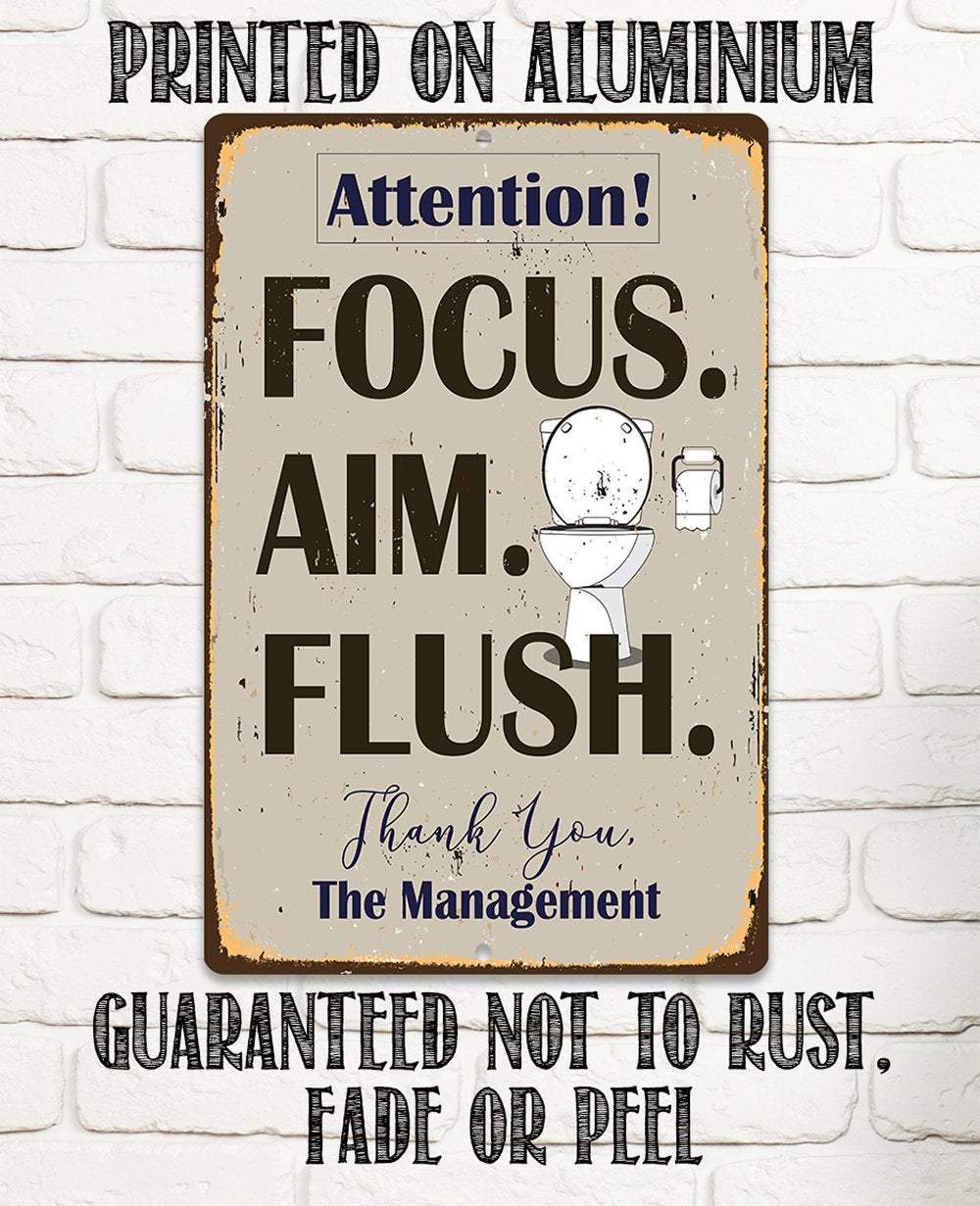 Lone Star Art Metal Signs - Wholesale Bathroom Sign - Focus Aim Flush - Metal Sign6