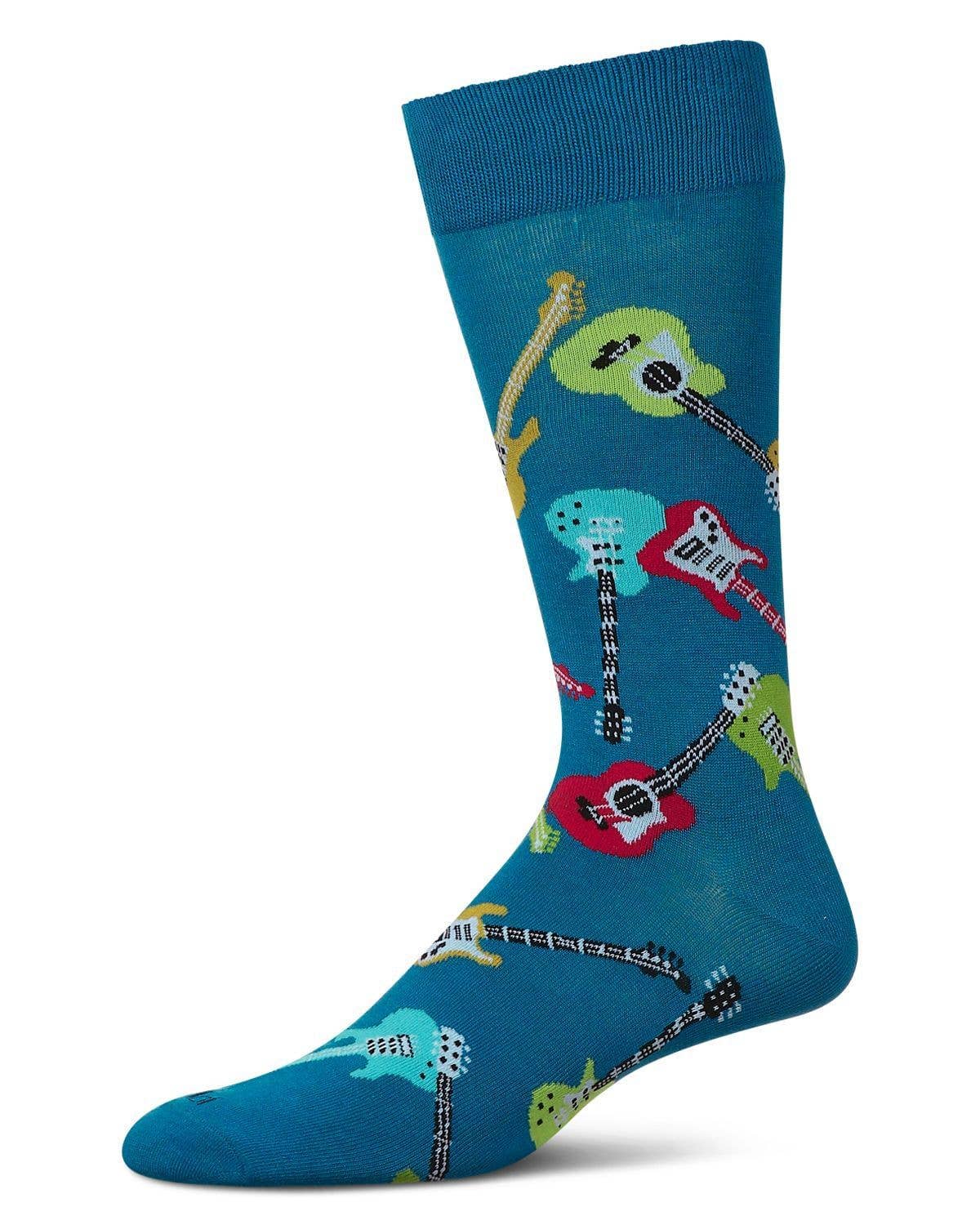 Celestial Men's Guitars Rayon from Bamboo Crew Socks for wholesale on Faire