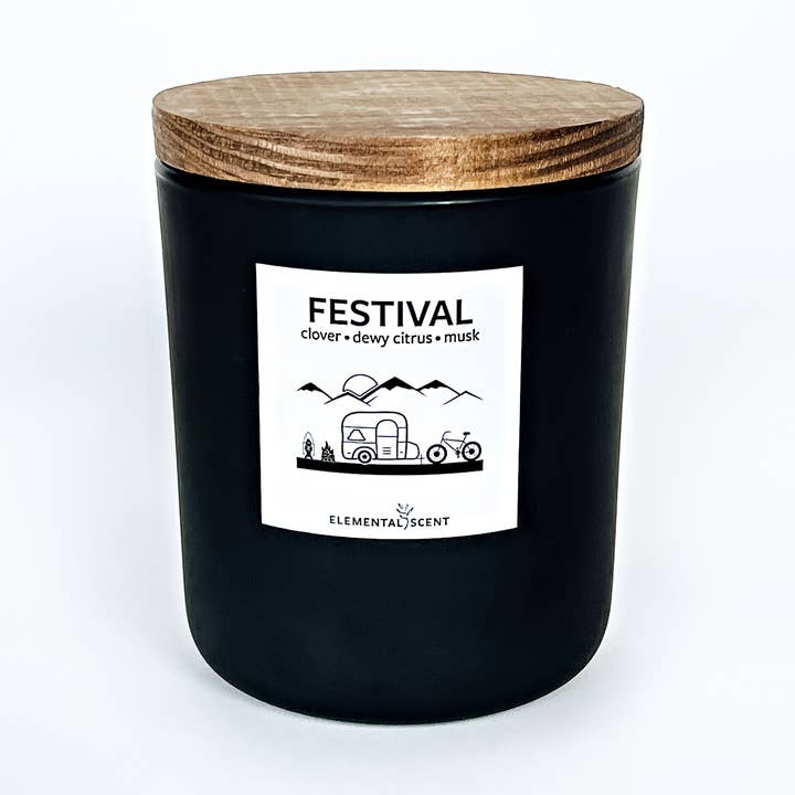 Festival 13 oz Soy Candle - Matte Black Glass Jar for wholesale by Elemental Scent