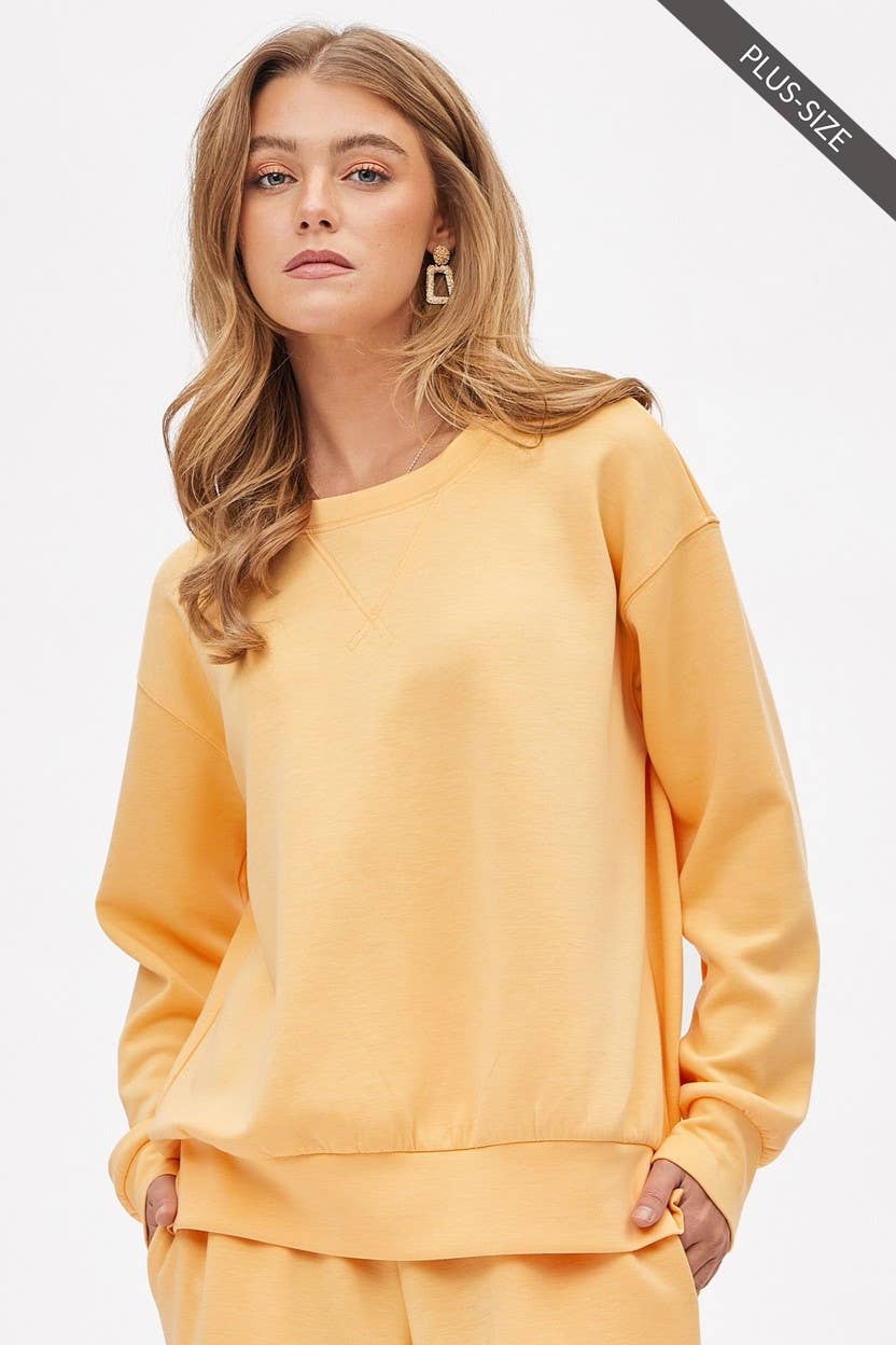 Dear Scarlett - Wholesale Lounge Set - Women's - PLUS SIZE Crew Neck Pullover + Jogger Set TRVSET-MALIBUP1