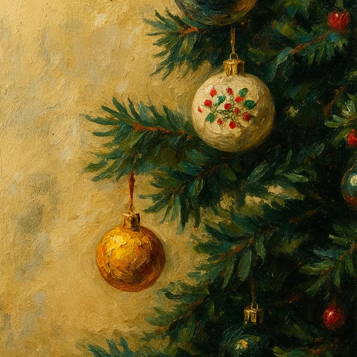 DTF Office - Wholesale Canvas Art - Vintage Christmas Tree Ornaments Canvas: Holiday Wall Art 2