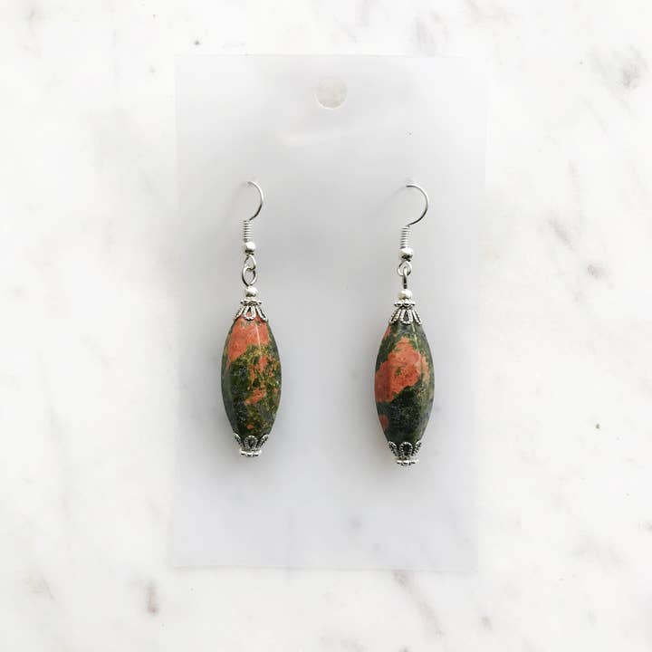 Carmen Miller Jewellery - Wholesale Dangle Earrings - Tibetan Silver Unakite Crystal Earrings3