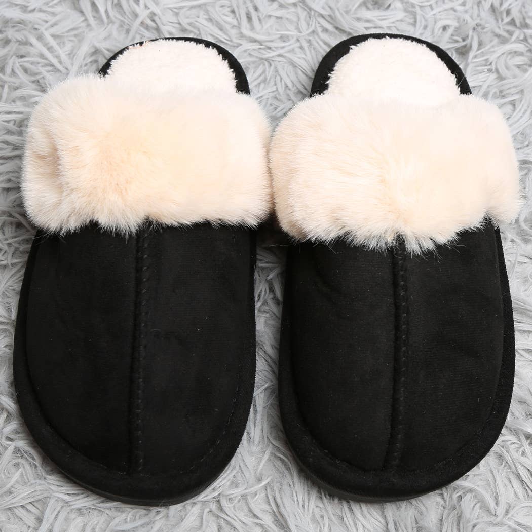 Fashion City - Wholesale Slippers - Women's - Solid Faux Fur Suede All Day Mule Slippers3