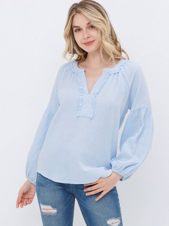 Top aus Baumwolle mit Ballonärmeln für den Großhandel von Dolly Jolly