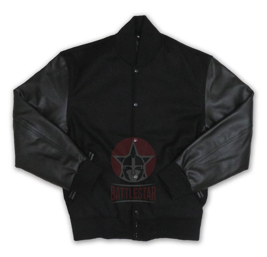 Eastworth Industries - Wholesale Varsity/Baseball Jacket - Men's - Black Wool Leather Sleeves Varsity Jacket