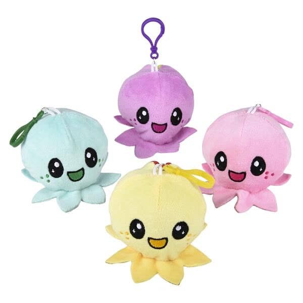 Curious Minds Toys – Engroshandel Plyslegetøj - Børn og baby – 1 Sød blæksprutte dyr glad trist plys flip indefra og ud Anima