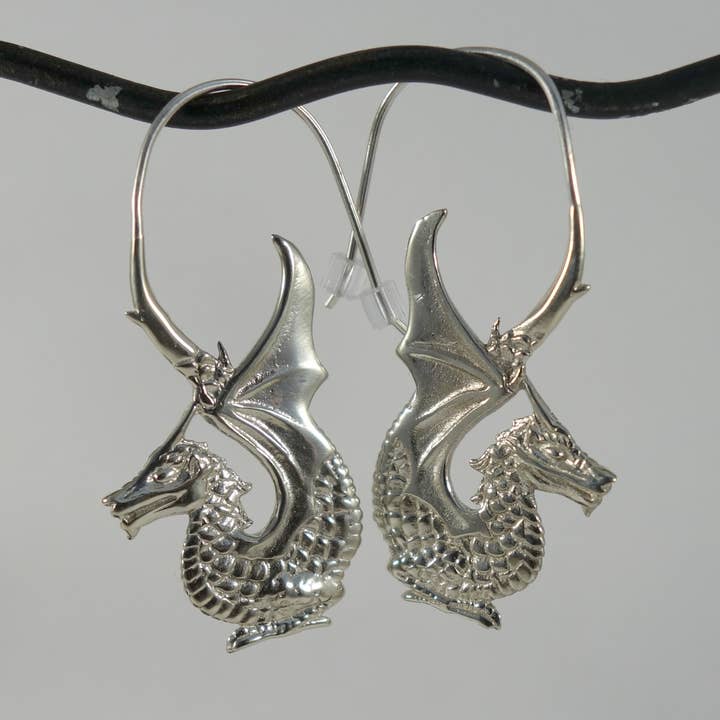 Ajmer by Jodi - Wholesale Dangle Earrings - Dragon Earrings~ Yellow or White Brass with Sterling wires0
