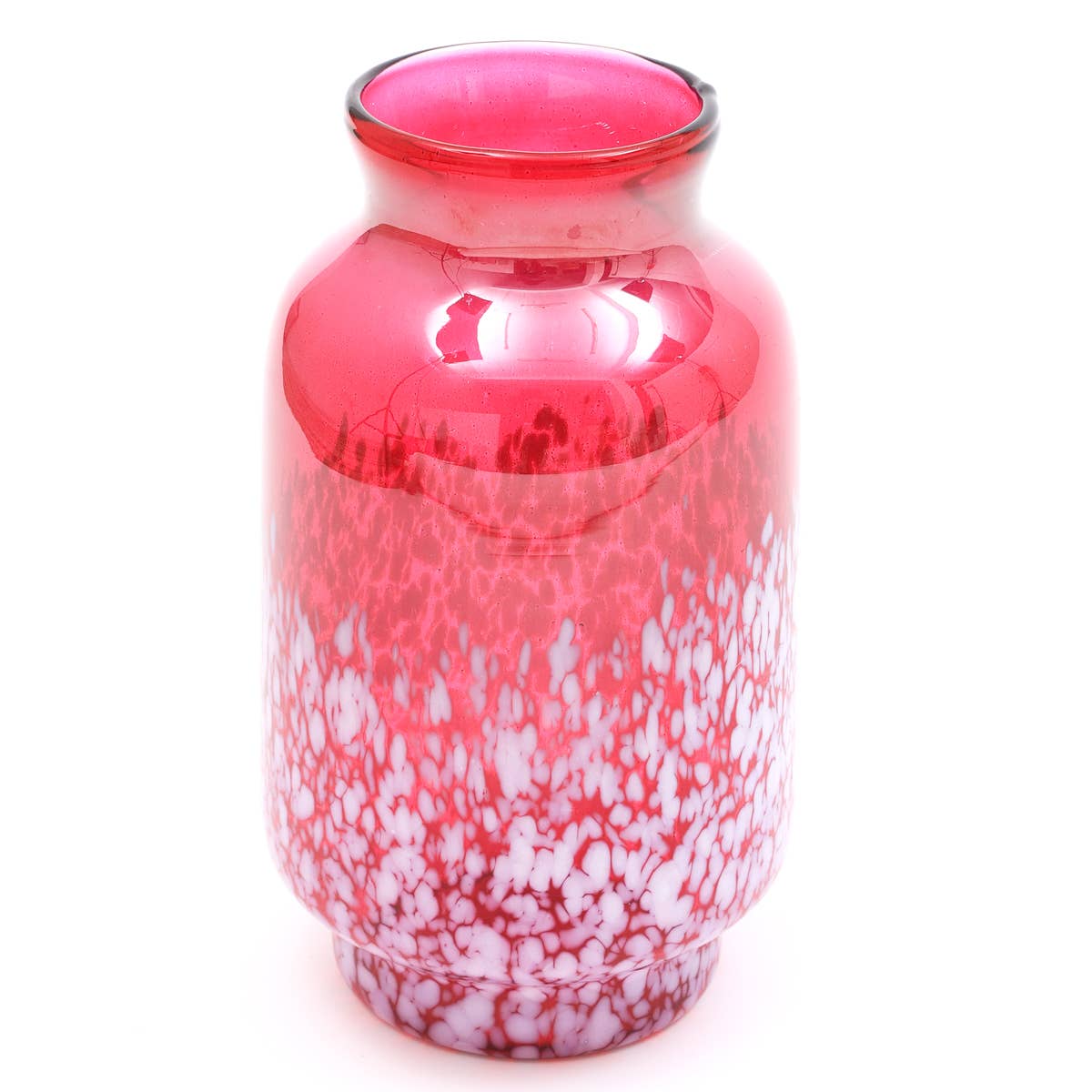 ExpoBazaar - Wholesale Vase - Vase | Ruby Luster With White Splutter Glass Vase | 7X12"1