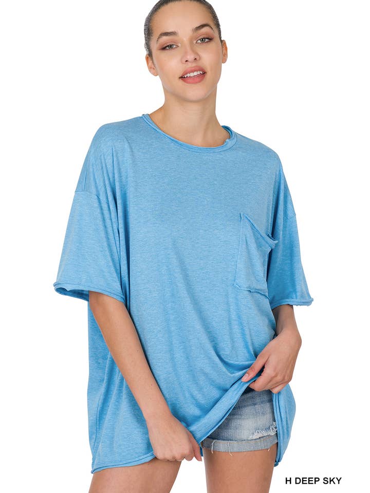 42POPS - Wholesale Tunic - Women's - ',,...._ Oversized Front pocket raw edge tee (As shown)