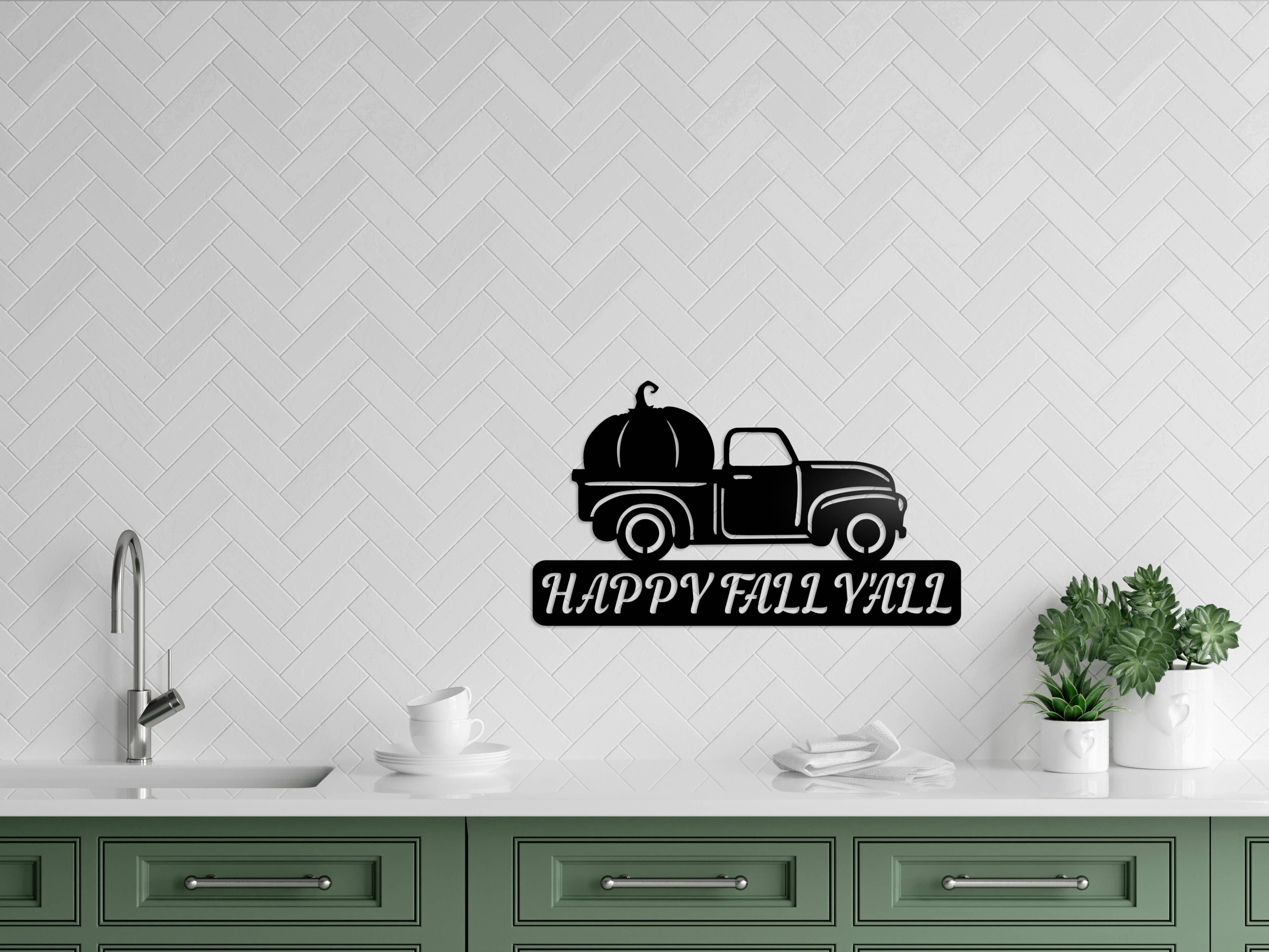 LoneTree Fab - Wholesale Sign - Happy Fall Y'all Truck Sign | Metal Fall Decor, Pumpkin Sign1