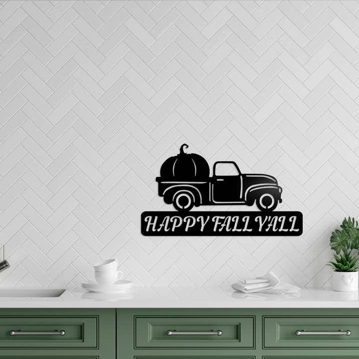 LoneTree Fab - Wholesale Sign - Happy Fall Y'all Truck Sign | Metal Fall Decor, Pumpkin Sign1