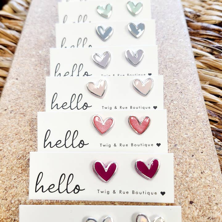 Twig & Rue boutique - Vendita all'ingrosso Orecchini a bottone - Borchie a forma di cuore in argilla8