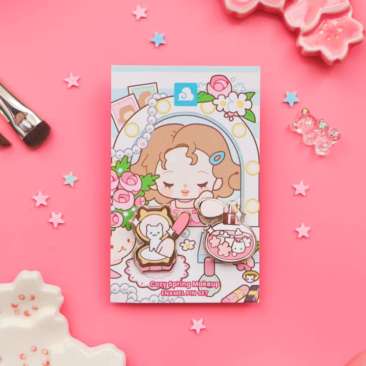 Thousand Skies - Wholesale Lapel Pin/Button - Enamel Pin - Cozy Spring Makeup Pin Set