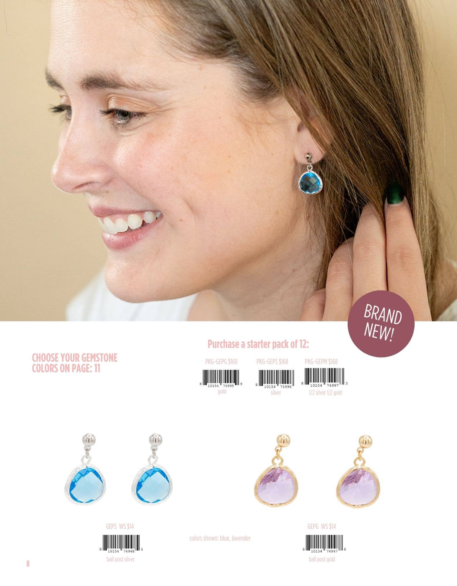 Rebecca Accessories LLC - Wholesale Jewelry Set - Gemstone Earrings Starter Pack Best Selling Colors1