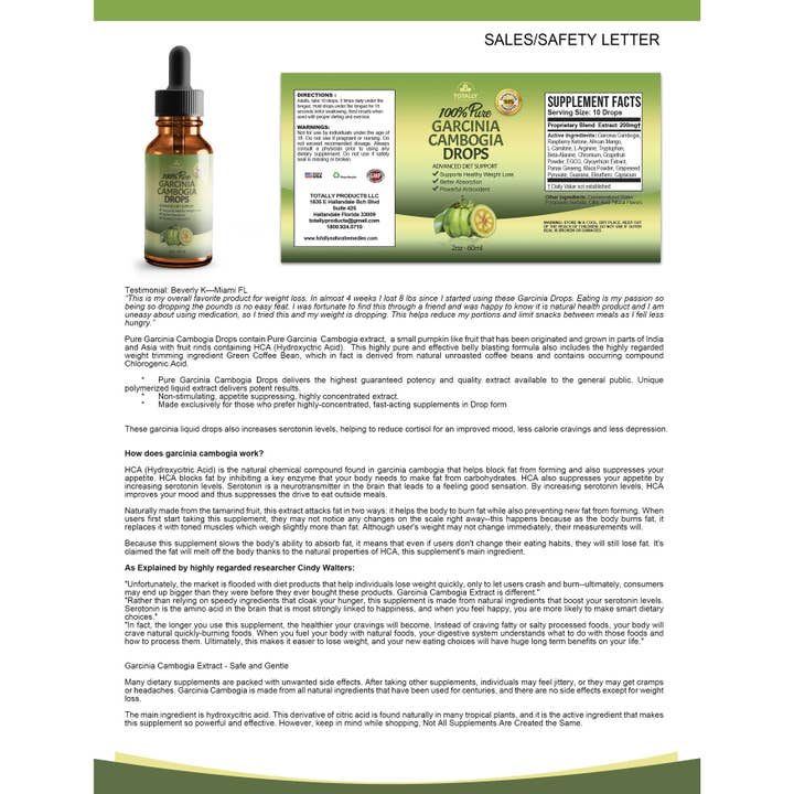 Totally Products - Vente Supplément oral/vitamine - Gouttes Pure Garcinia Cambogia HCA (pack de 2)1