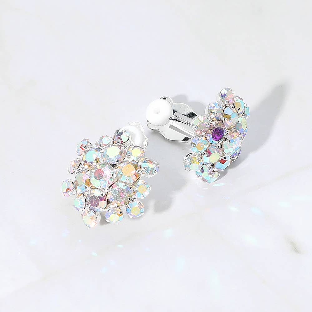 Sensibling Corp. – wholesale Clip-on-örhängen – Rhinestone-klusterblomma kvällsörhängen med clips4