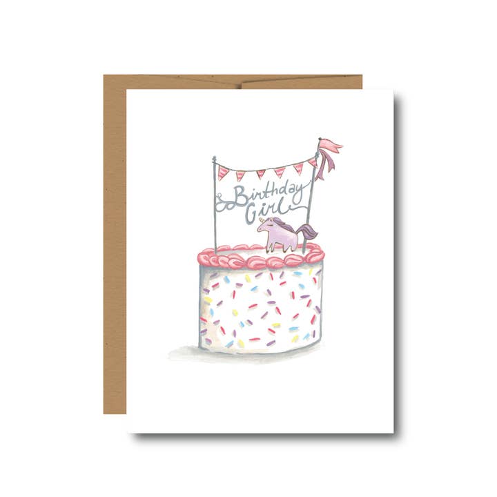 Tarjeta de felicitación Birthday Girl Unicorn Cake para venta al por mayor de Jessica Frasz Studio