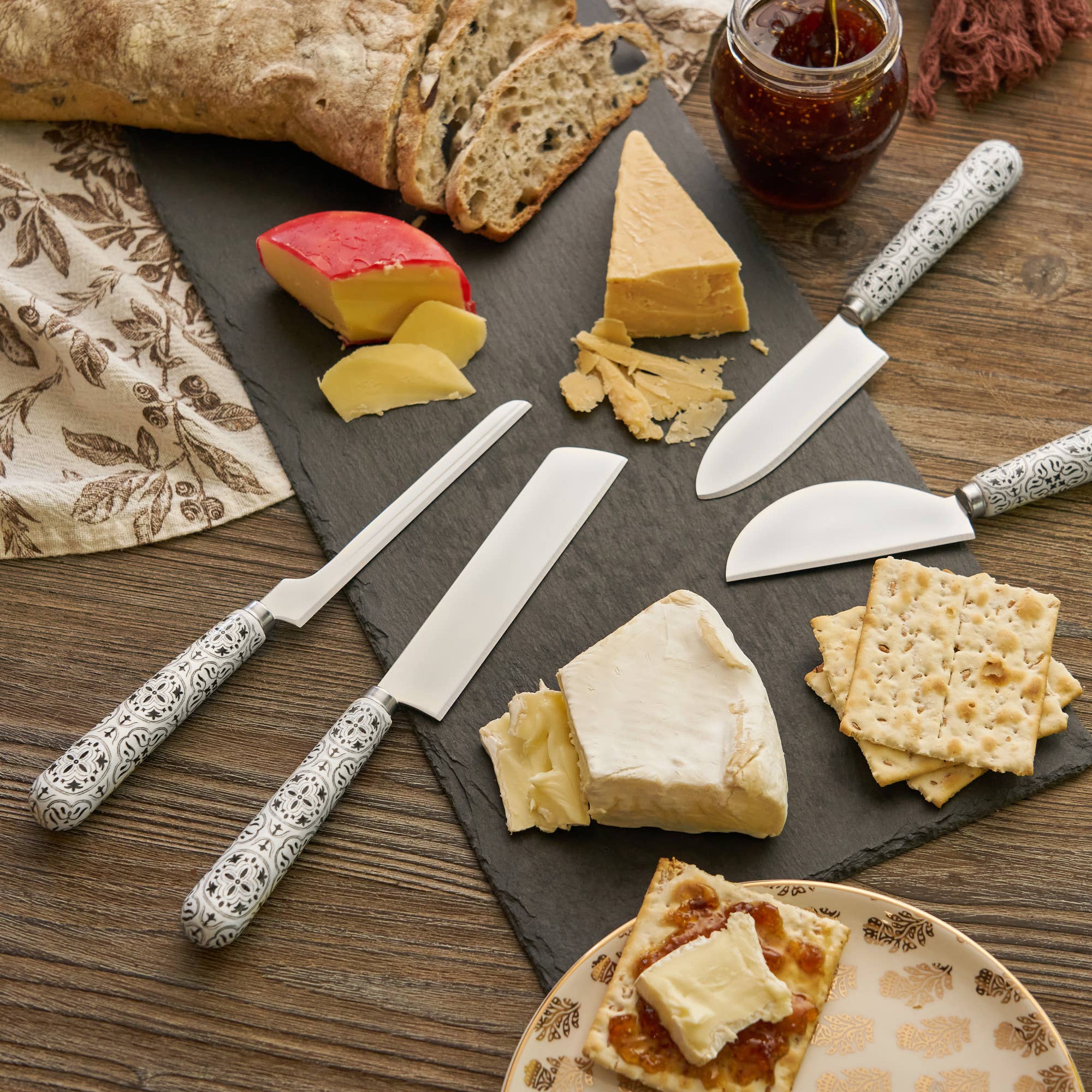Twine - Wholesale Cheese Spreader - Stainless Steel and Ceramic Tile Cheese Knives Set of 42