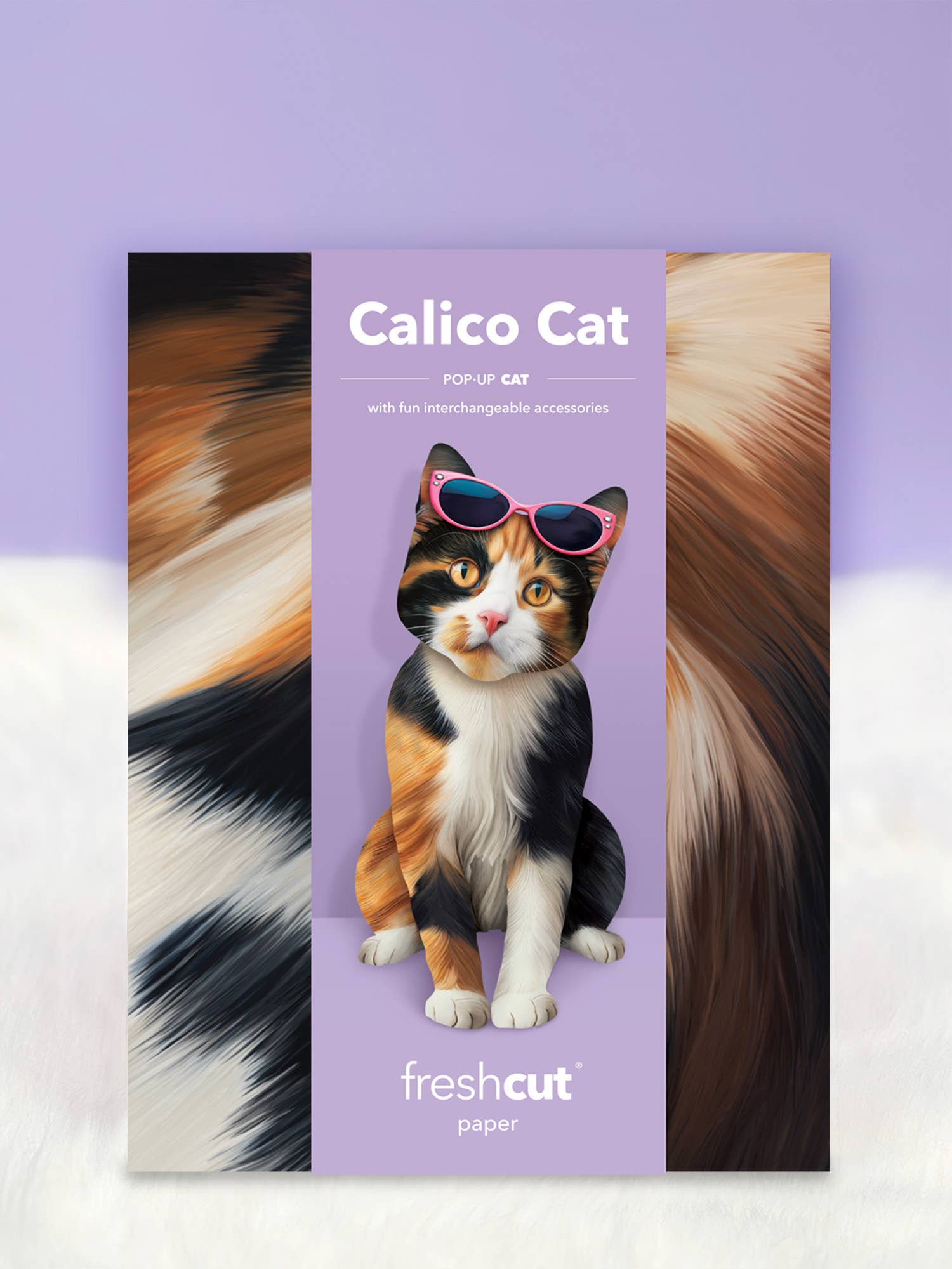 FreshCut Paper LLC – wholesale Everyday greeting card – Calico Cat (6 Pop-up Greeting Cards)6