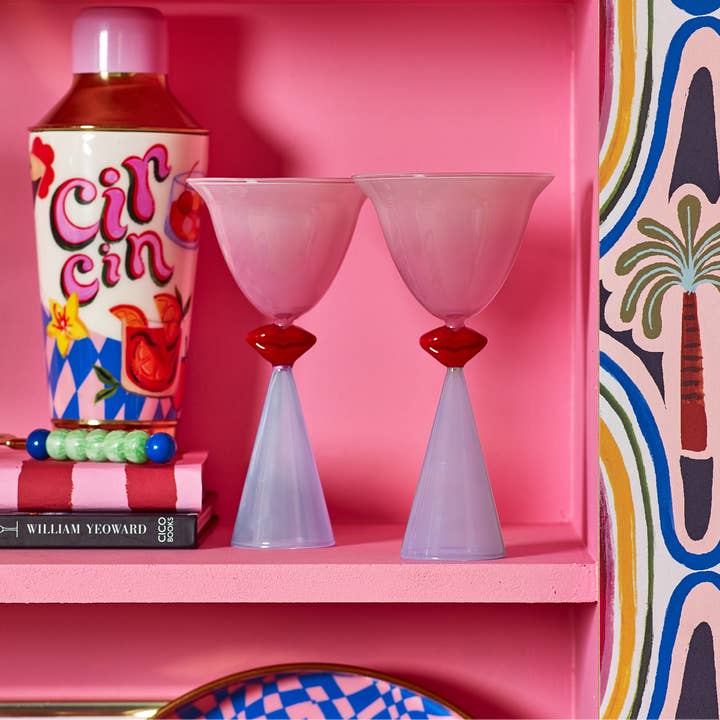Lips Tinted Cocktail Glasses - Set of 2 for wholesale by Eleanor Bowmer