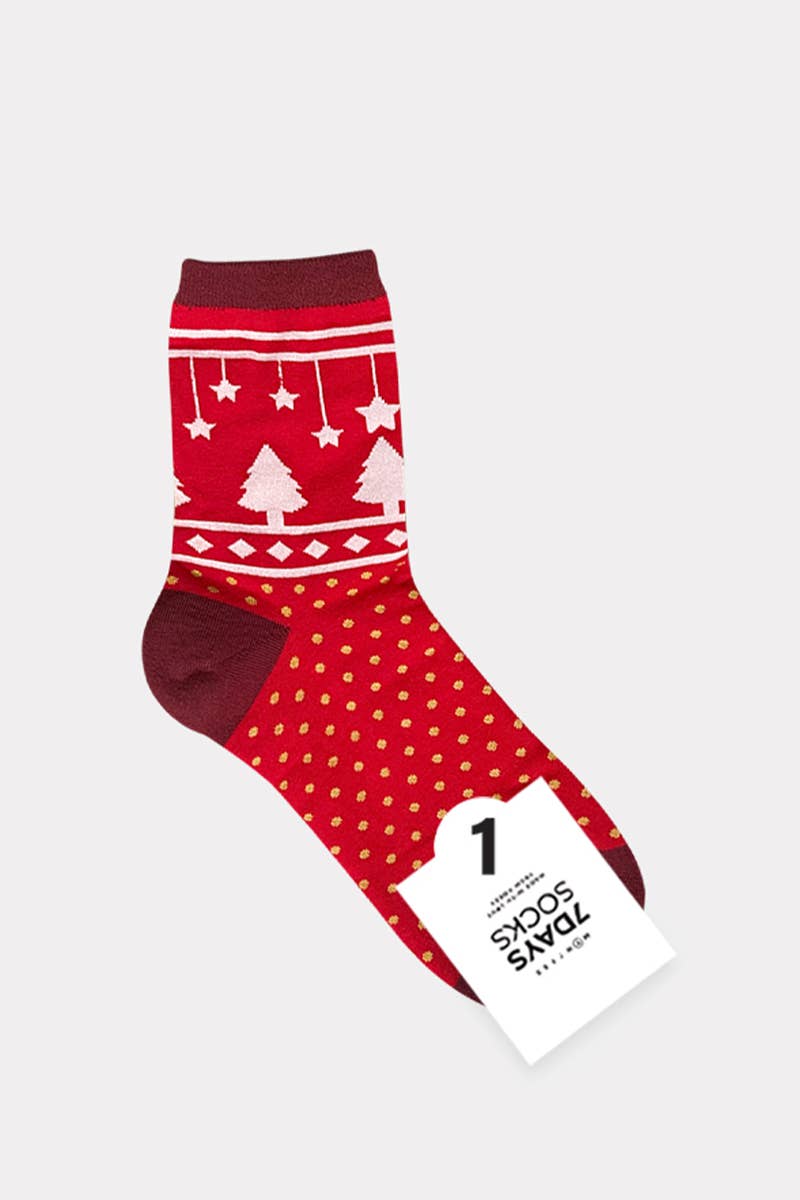 7DAYSSOCKS - Wholesale Socks - Women's - Women's Christmas Warm Winter Crew Socks - Tree Farm0