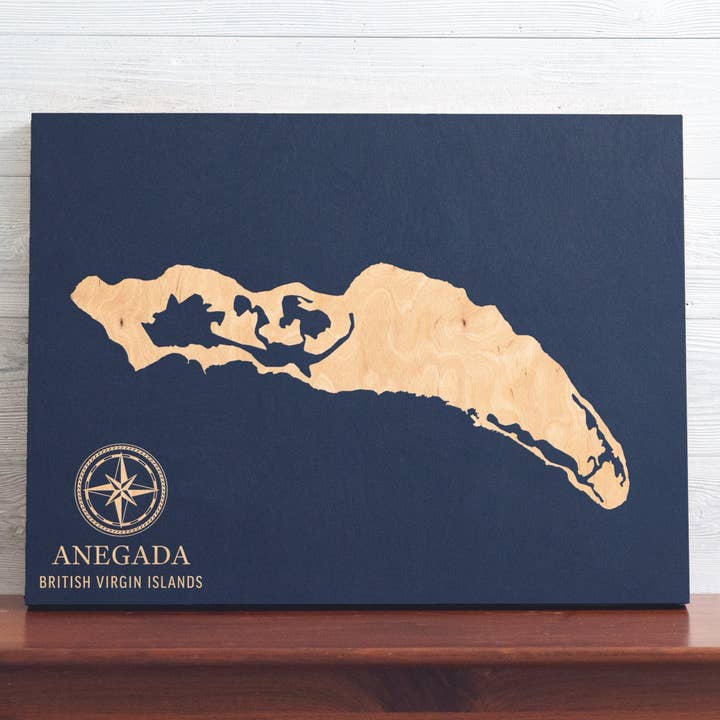 Anegada, British Virgin Islands Coastal Map for wholesale by Benoit's Design Co.
