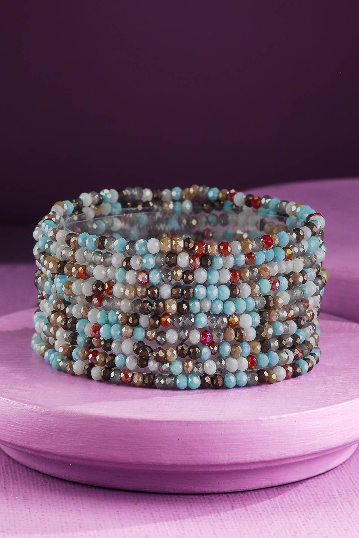 Urbanista - Vendita all'ingrosso Bracciale con perline - Bracciale elasticizzato con 10 pezzi di perline di vetro colorate9