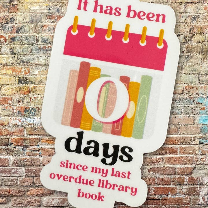 Overdue Library Books Vinyl Sticker for wholesale by Sprinkles Studios
