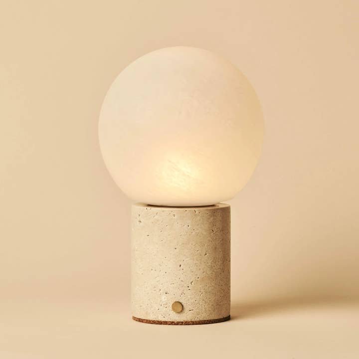 Tavellio - Wholesale Accent/Desk Lamp - Metsu Beige / Travertino Classico – Classic Travertine Rechargeable Table Lamp with 3 Light Colors & Dimming Function8