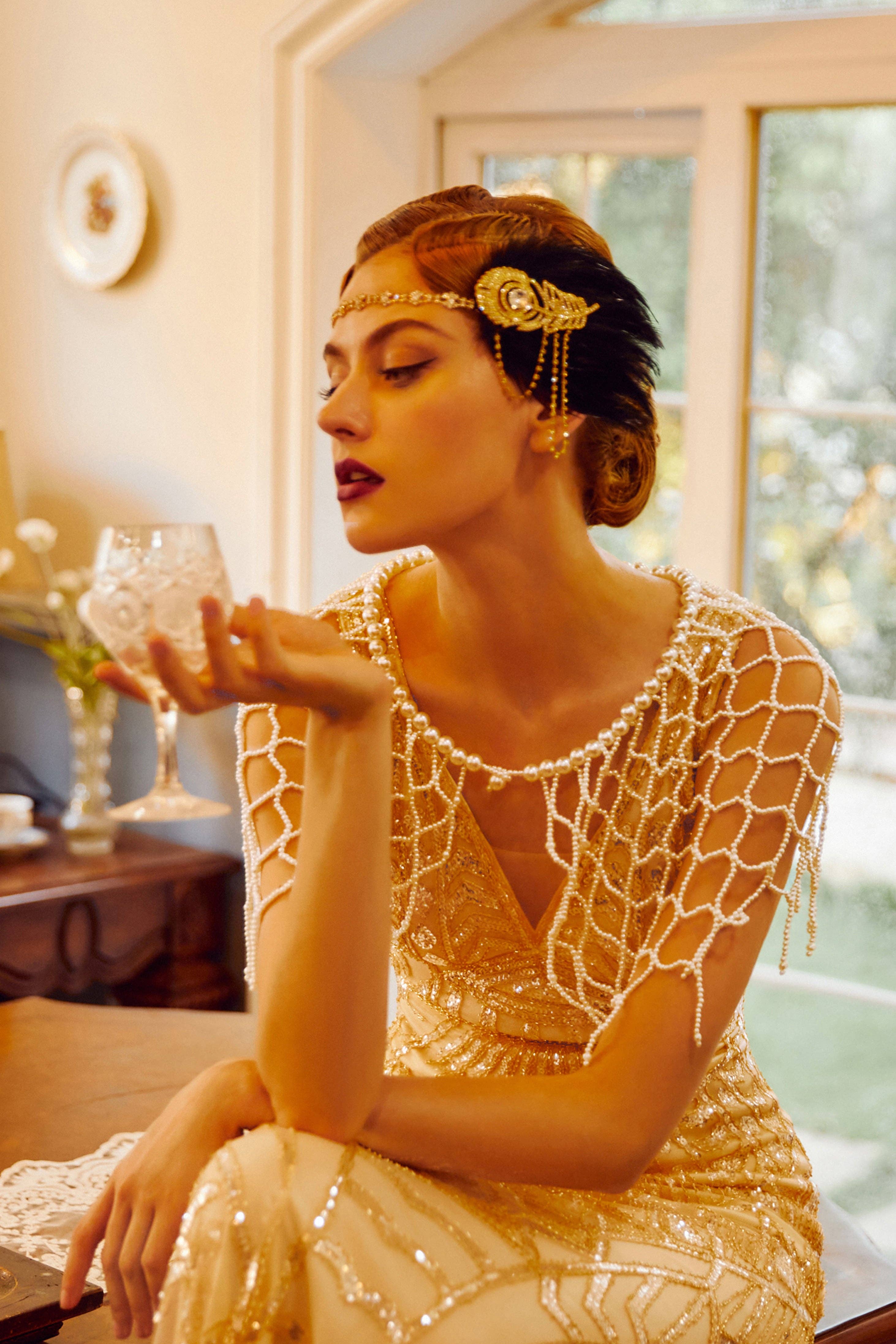 Cream Chic Pearl Tassel Fishnet Shawl for wholesale on Faire1