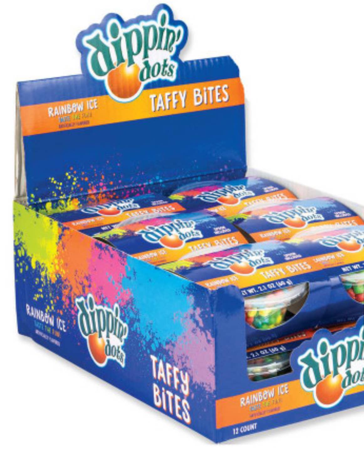 O'Shea's Candies Sweet Shop - Wholesale Taffy - Novelty NEW🎉 Dipping Dots Taffy Bites 🍭w/ Spoon- 12CT Tray3