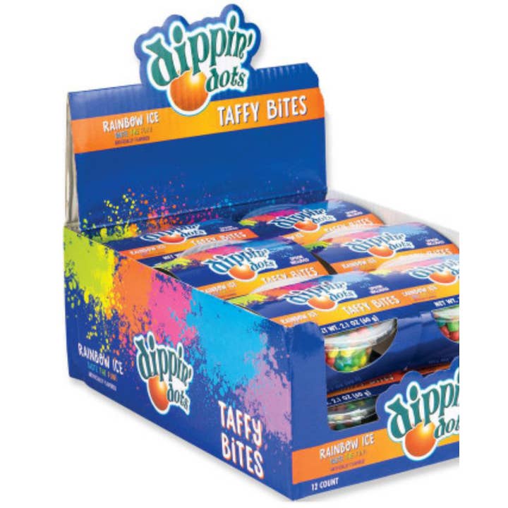O'Shea's Candies Sweet Shop - Wholesale Taffy - Novelty NEW🎉 Dipping Dots Taffy Bites 🍭w/ Spoon- 12CT Tray3