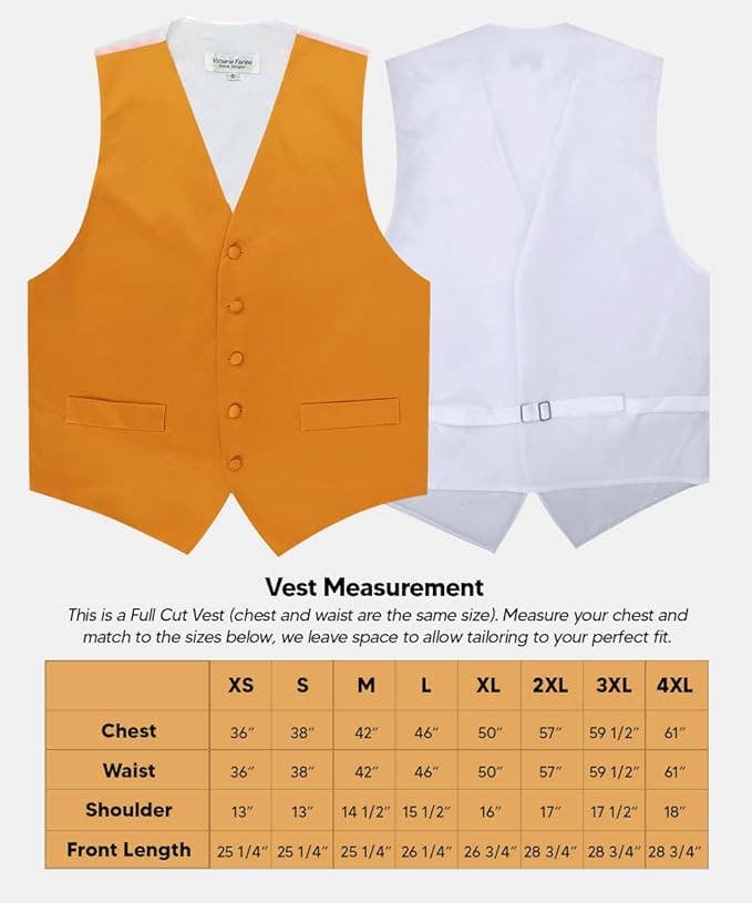 Dubal Brothers - Wholesale Suit Vest - Men's - Vittorio Farina Solid Satin Vest Set (White Back) Var. 02 (Mustard-Yellow)6