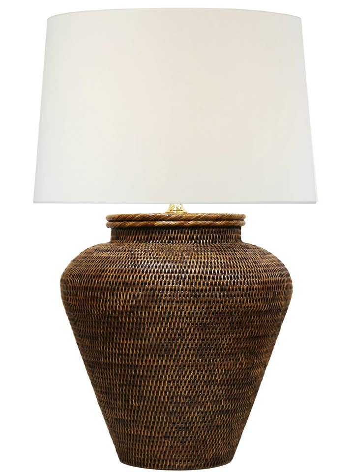 Nantucket Rattan Large Table Lamp, Antique Brown for wholesale by Fox Mill Lighting & Supply Co.