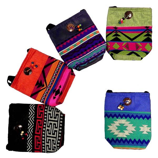 Pichincha - Wholesale Crossbody Bag - Women's - Tribal Striped Ecuadorian Square "Faith" Purse Crossbody Bag