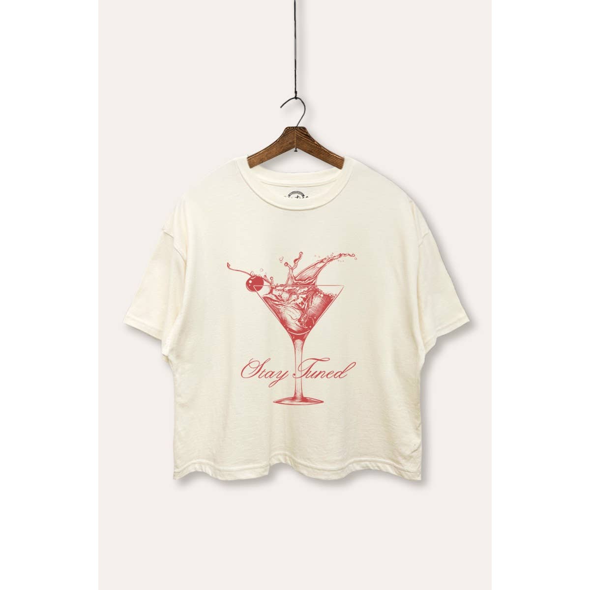 STARCHIS – wholesale T-shirt med logga - Dam – COCKTAILGLAS GRAFISK BOXY CROP-T-SHIRT2