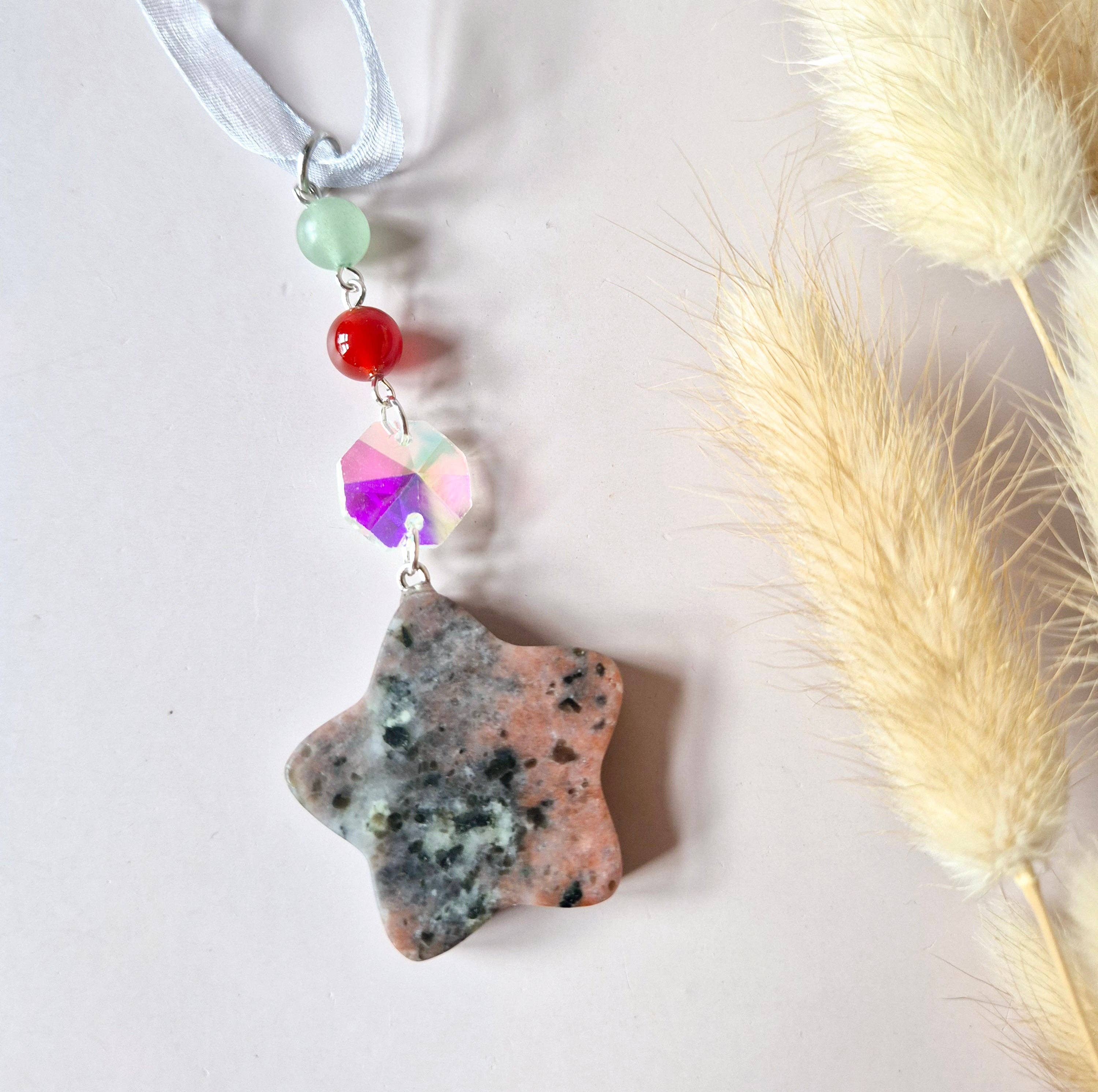 Moonlight Gemstones - Wholesale Suncatcher - Random Gemstone Christmas Star Pendants / Suncatchers15