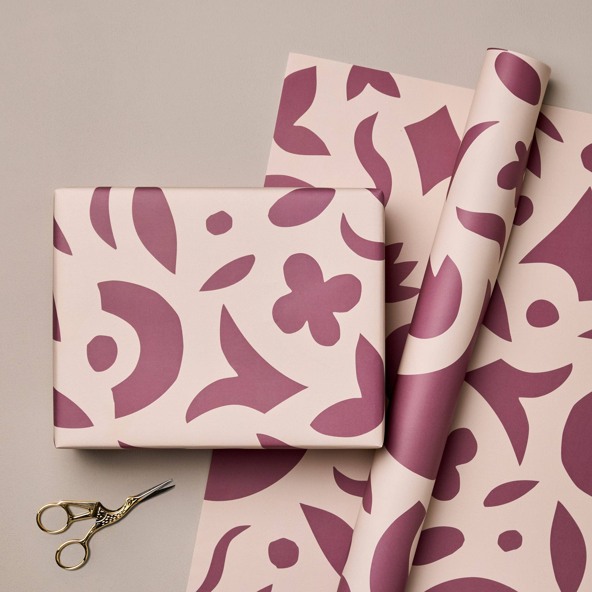 Ink & Bloom – wholesale Flat wrap – Purple Papercuts Single Sided Wrap0