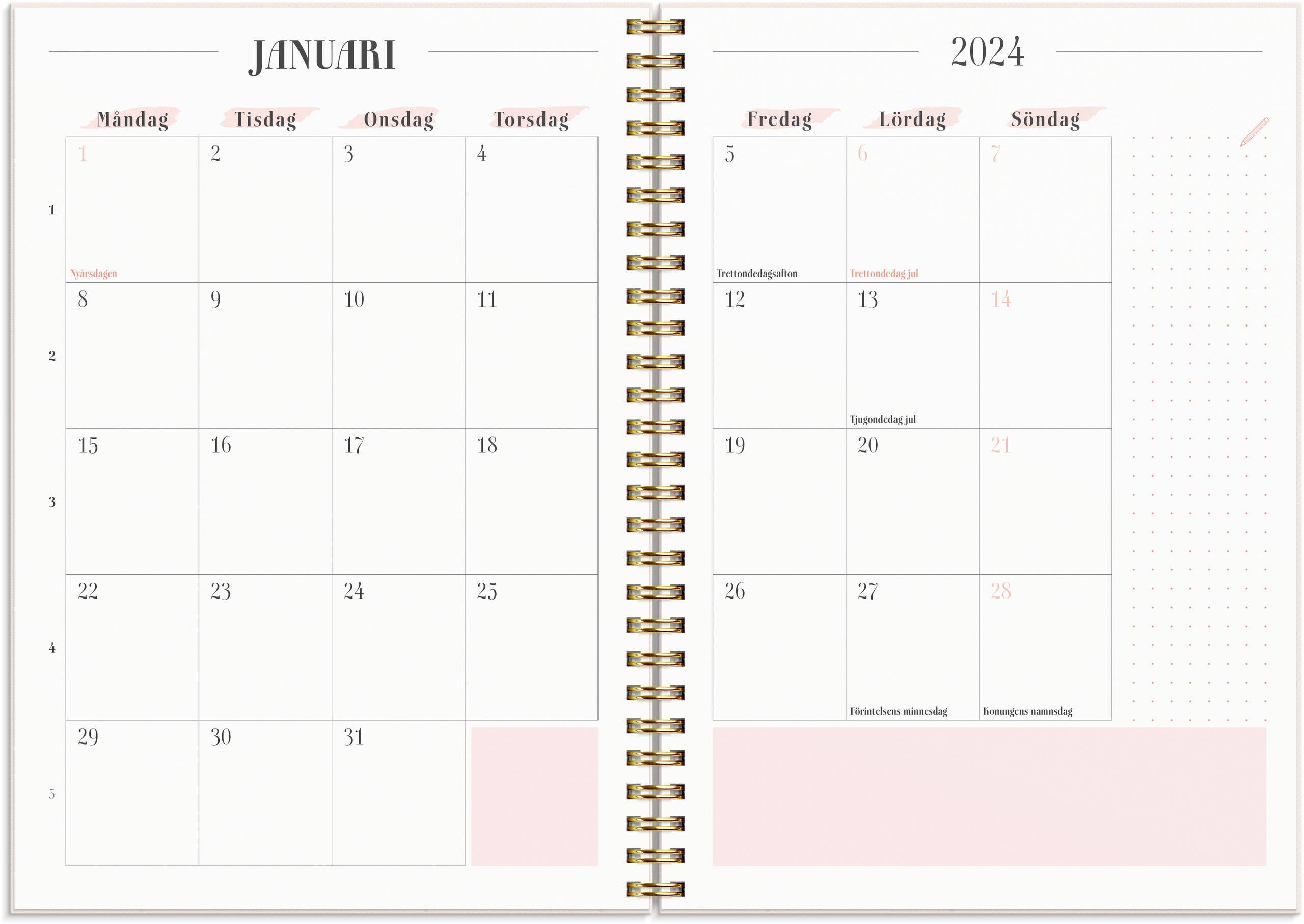 Burde Publishing AB - Wholesale Planner - Calendar 2024 Life Planner Pink Horizontal3