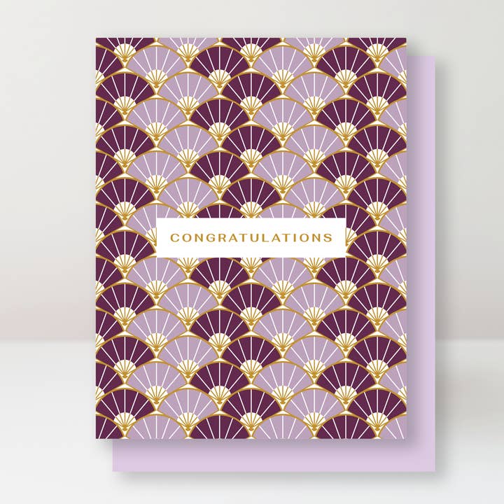 Congratulations - Japanese Patterned Fan for wholesale by Papermum Press